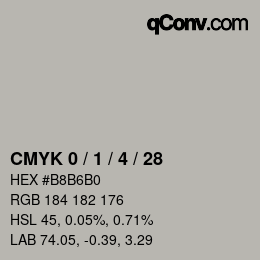 颜色代码: CMYK 0 / 1 / 4 / 28 | qconv.com