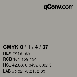 カラーコード: CMYK 0 / 1 / 4 / 37 | qconv.com