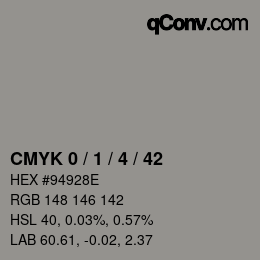 Color code: CMYK 0 / 1 / 4 / 42 | qconv.com