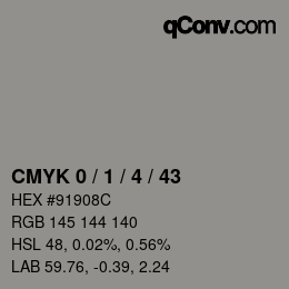 Color code: CMYK 0 / 1 / 4 / 43 | qconv.com