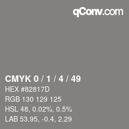 颜色代码: CMYK 0 / 1 / 4 / 49 | qconv.com