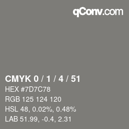 Color code: CMYK 0 / 1 / 4 / 51 | qconv.com