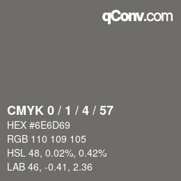 Color code: CMYK 0 / 1 / 4 / 57 | qconv.com