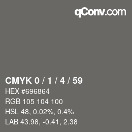 カラーコード: CMYK 0 / 1 / 4 / 59 | qconv.com