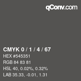 Color code: CMYK 0 / 1 / 4 / 67 | qconv.com
