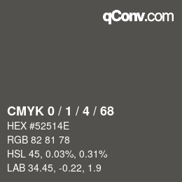 Color code: CMYK 0 / 1 / 4 / 68 | qconv.com