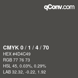 颜色代码: CMYK 0 / 1 / 4 / 70 | qconv.com