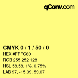 Farbcode: CMYK 0 / 1 / 50 / 0 | qconv.com