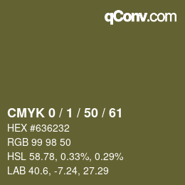 カラーコード: CMYK 0 / 1 / 50 / 61 | qconv.com