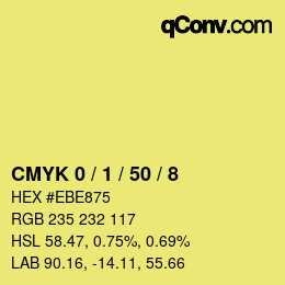 カラーコード: CMYK 0 / 1 / 50 / 8 | qconv.com
