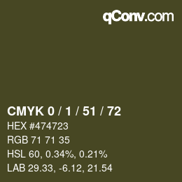 カラーコード: CMYK 0 / 1 / 51 / 72 | qconv.com