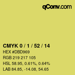 カラーコード: CMYK 0 / 1 / 52 / 14 | qconv.com