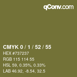 カラーコード: CMYK 0 / 1 / 52 / 55 | qconv.com