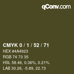 カラーコード: CMYK 0 / 1 / 52 / 71 | qconv.com