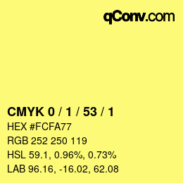 Color code: CMYK 0 / 1 / 53 / 1 | qconv.com