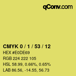 カラーコード: CMYK 0 / 1 / 53 / 12 | qconv.com