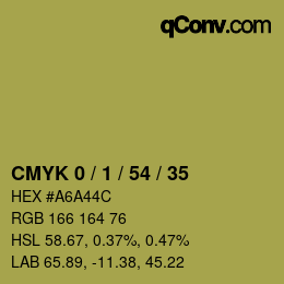 カラーコード: CMYK 0 / 1 / 54 / 35 | qconv.com