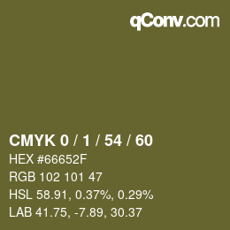 カラーコード: CMYK 0 / 1 / 54 / 60 | qconv.com