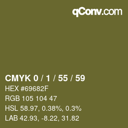 カラーコード: CMYK 0 / 1 / 55 / 59 | qconv.com
