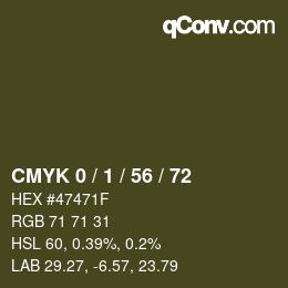 カラーコード: CMYK 0 / 1 / 56 / 72 | qconv.com