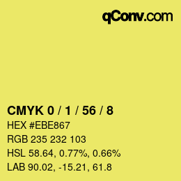 Farbcode: CMYK 0 / 1 / 56 / 8 | qconv.com