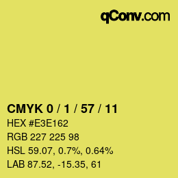 カラーコード: CMYK 0 / 1 / 57 / 11 | qconv.com
