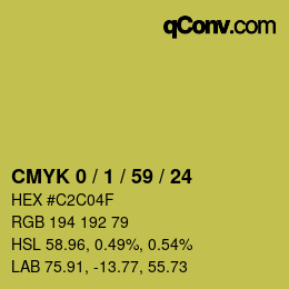 カラーコード: CMYK 0 / 1 / 59 / 24 | qconv.com