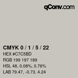 颜色代码: CMYK 0 / 1 / 5 / 22 | qconv.com