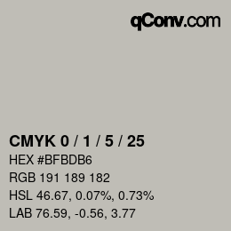 颜色代码: CMYK 0 / 1 / 5 / 25 | qconv.com