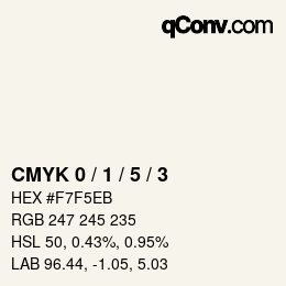 Code couleur: CMYK 0 / 1 / 5 / 3 | qconv.com