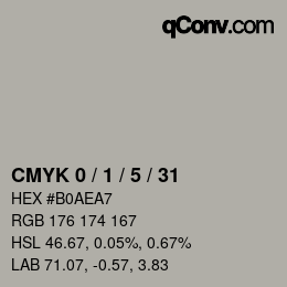 カラーコード: CMYK 0 / 1 / 5 / 31 | qconv.com
