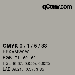 カラーコード: CMYK 0 / 1 / 5 / 33 | qconv.com