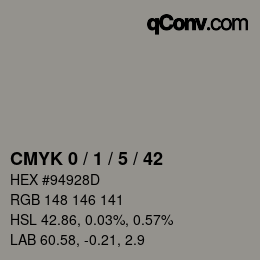 颜色代码: CMYK 0 / 1 / 5 / 42 | qconv.com