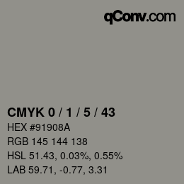 カラーコード: CMYK 0 / 1 / 5 / 43 | qconv.com