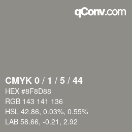 カラーコード: CMYK 0 / 1 / 5 / 44 | qconv.com