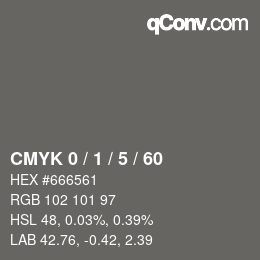 カラーコード: CMYK 0 / 1 / 5 / 60 | qconv.com