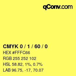 Farbcode: CMYK 0 / 1 / 60 / 0 | qconv.com