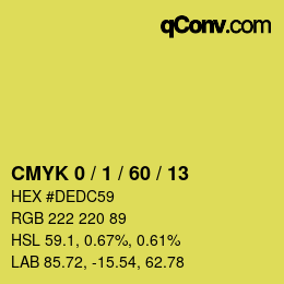 カラーコード: CMYK 0 / 1 / 60 / 13 | qconv.com