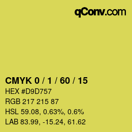 カラーコード: CMYK 0 / 1 / 60 / 15 | qconv.com