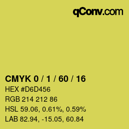 Farbcode: CMYK 0 / 1 / 60 / 16 | qconv.com