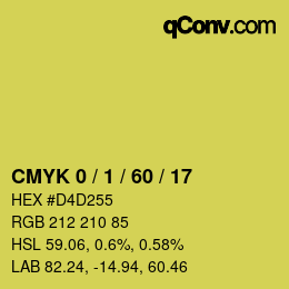 Farbcode: CMYK 0 / 1 / 60 / 17 | qconv.com