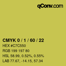 カラーコード: CMYK 0 / 1 / 60 / 22 | qconv.com