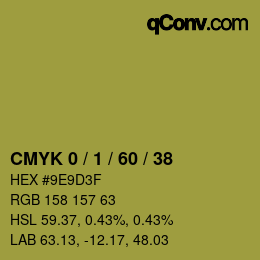 カラーコード: CMYK 0 / 1 / 60 / 38 | qconv.com