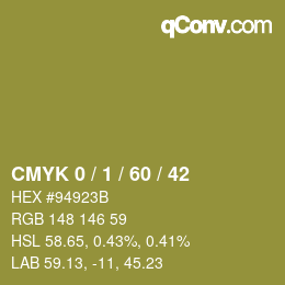 カラーコード: CMYK 0 / 1 / 60 / 42 | qconv.com