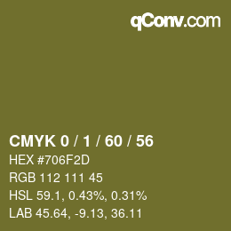Código de color: CMYK 0 / 1 / 60 / 56 | qconv.com
