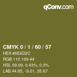 カラーコード: CMYK 0 / 1 / 60 / 57 | qconv.com