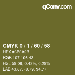 カラーコード: CMYK 0 / 1 / 60 / 58 | qconv.com