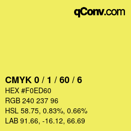 Farbcode: CMYK 0 / 1 / 60 / 6 | qconv.com