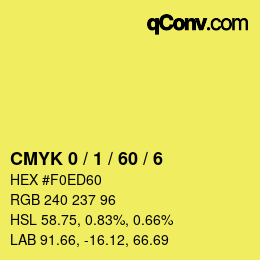 Código de color: CMYK 0 / 1 / 60 / 6 | qconv.com