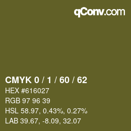 Color code: CMYK 0 / 1 / 60 / 62 | qconv.com